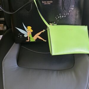 Kate Spade Black and Lime Green Tinkerbell Bag Set